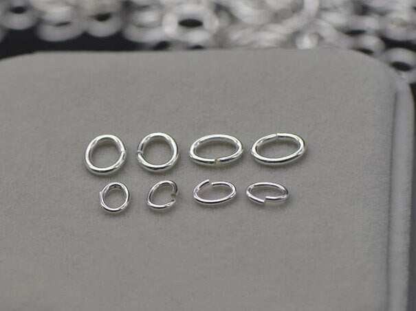 Oval Open Jump Rings 0.7x4.8x3.5; 0.9x6.5x4.5; 1.2x8.0x6.5 mm 925 Sterling Silver Chain Findings for Handmade Jewelry Making Wholesale Bulk