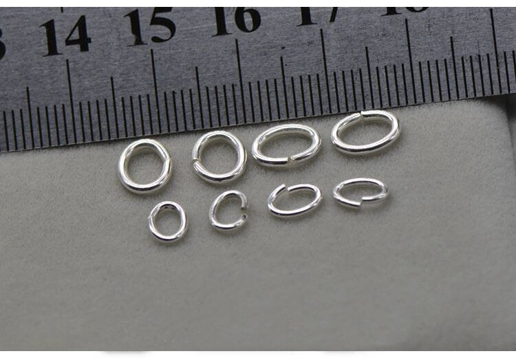 Oval Open Jump Rings 0.7x4.8x3.5; 0.9x6.5x4.5; 1.2x8.0x6.5 mm 925 Sterling Silver Chain Findings for Handmade Jewelry Making Wholesale Bulk