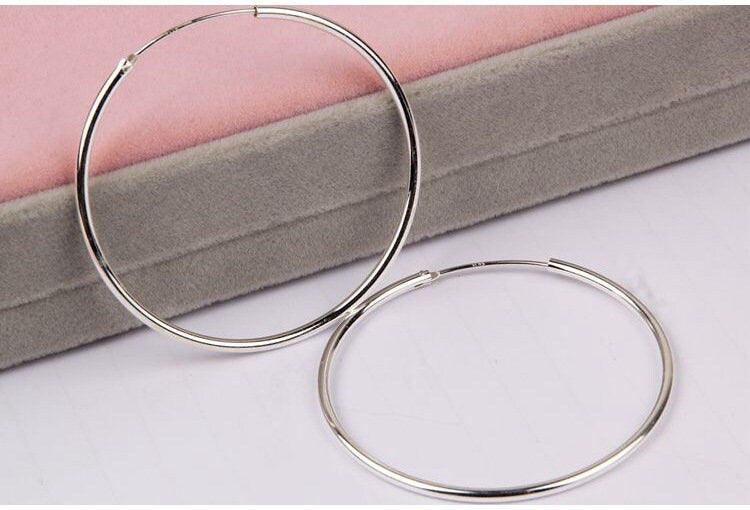 Sterling Silver Hoop Earrings 8; 10; 13; 20; 30; 50mm Earring Findings for Handmade Pure Fine Jewelry Making Wholesale Bulk