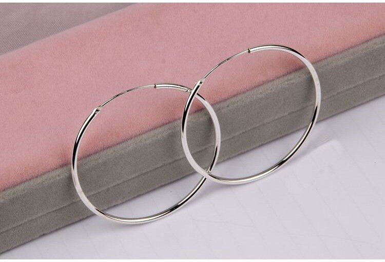 Sterling Silver Hoop Earrings 8; 10; 13; 20; 30; 50mm Earring Findings for Handmade Pure Fine Jewelry Making Wholesale Bulk