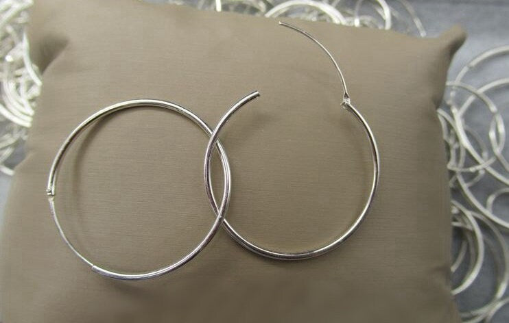 Sterling Silver Hoop Earrings 8; 10; 13; 20; 30; 50mm Earring Findings for Handmade Pure Fine Jewelry Making Wholesale Bulk