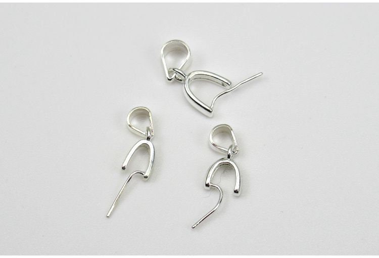 Sterling Silver Pinch Bail 3x3.8; 3.2x3.2; 4x4.6mm Pendant Findings for Handmade Pure Fine Jewelry Making Wholesale Bulk