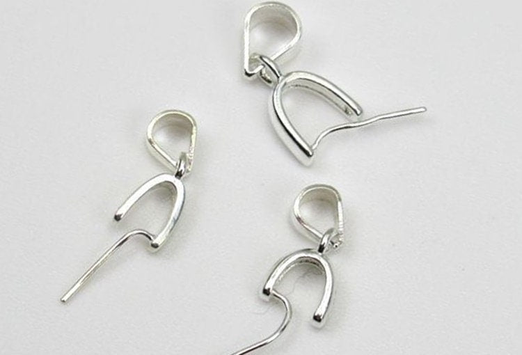 Sterling Silver Pinch Bail 3x3.8; 3.2x3.2; 4x4.6mm Pendant Findings for Handmade Pure Fine Jewelry Making Wholesale Bulk