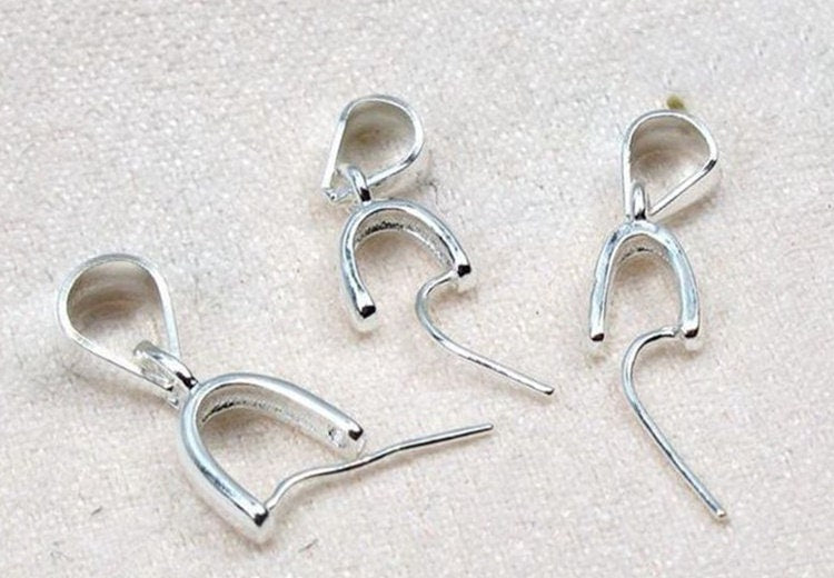 Sterling Silver Pinch Bail 3x3.8; 3.2x3.2; 4x4.6mm Pendant Findings for Handmade Pure Fine Jewelry Making Wholesale Bulk