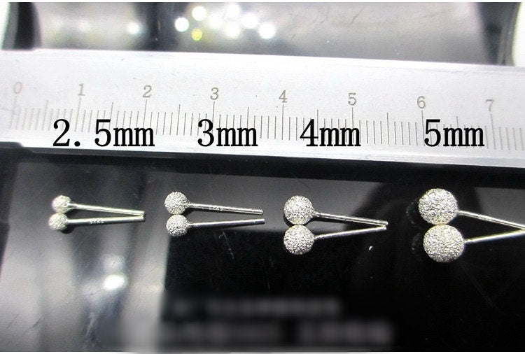 Sterling Silver Earrings Sticks Posts Ball Studs 2.5 3 4 5 mm Earring Findings for Handmade Pure Fine Jewelry Making Wholesale Bulk