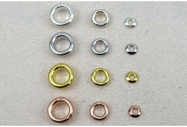 Sterling Silver Grommet Eyelet Beads 3.5 5.5 8.5 mm Findings for Handmade Pure Fine Jewelry Making Wholesale Bulk