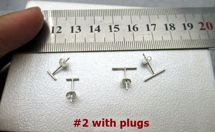 T-shaped Earring Stick Posts Studs 12x11 6x11mm 925 Sterling Silver Findings for Handmade Pure Fine Jewelry Making Wholesale Bulk