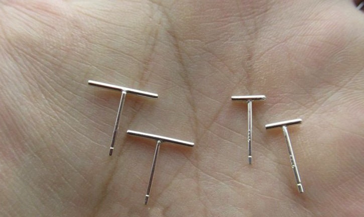 T-shaped Earring Stick Posts Studs 12x11 6x11mm 925 Sterling Silver Findings for Handmade Pure Fine Jewelry Making Wholesale Bulk