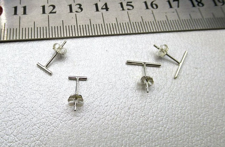 T-shaped Earring Stick Posts Studs 12x11 6x11mm 925 Sterling Silver Findings for Handmade Pure Fine Jewelry Making Wholesale Bulk