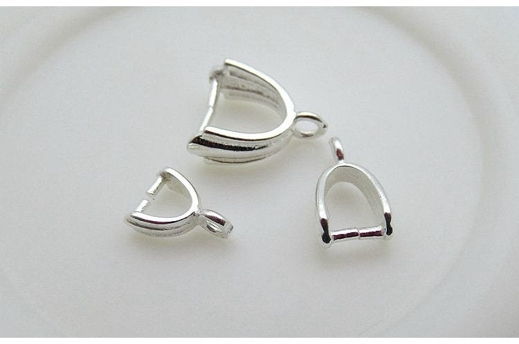 Sterling Silver Pinch Bail 4x4; 4x5; 5x6mm Pendant Findings for Handmade Pure Fine Jewelry Making Wholesale Bulk