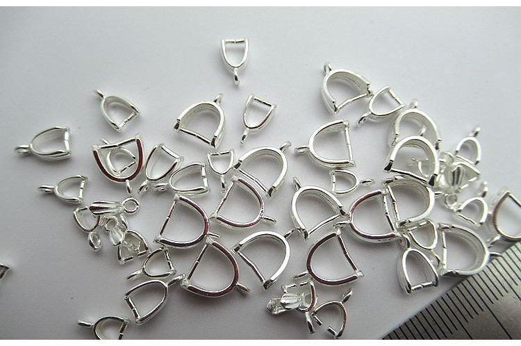 Sterling Silver Pinch Bail 4x4; 4x5; 5x6mm Pendant Findings for Handmade Pure Fine Jewelry Making Wholesale Bulk