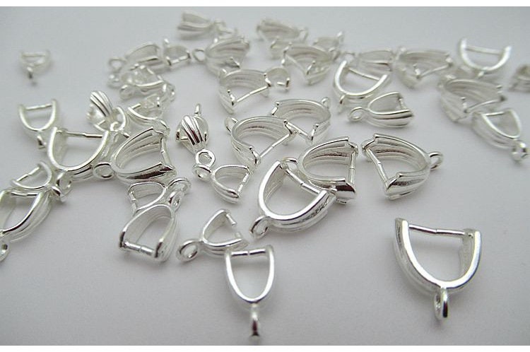 Sterling Silver Pinch Bail 4x4; 4x5; 5x6mm Pendant Findings for Handmade Pure Fine Jewelry Making Wholesale Bulk