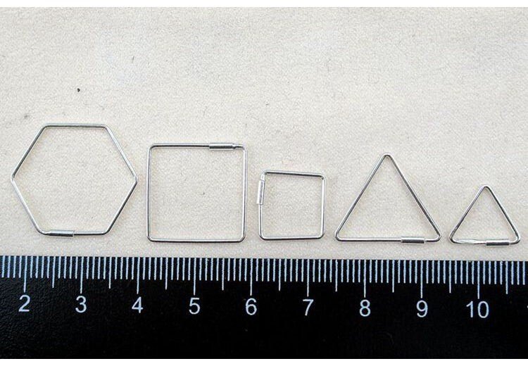 Cutout Triangle Square Hexagon Earring Hooks Hoops 11-22 mm 925 Sterling Silver Wires Charms Findings for Handmade Jewelry Making Wholesale