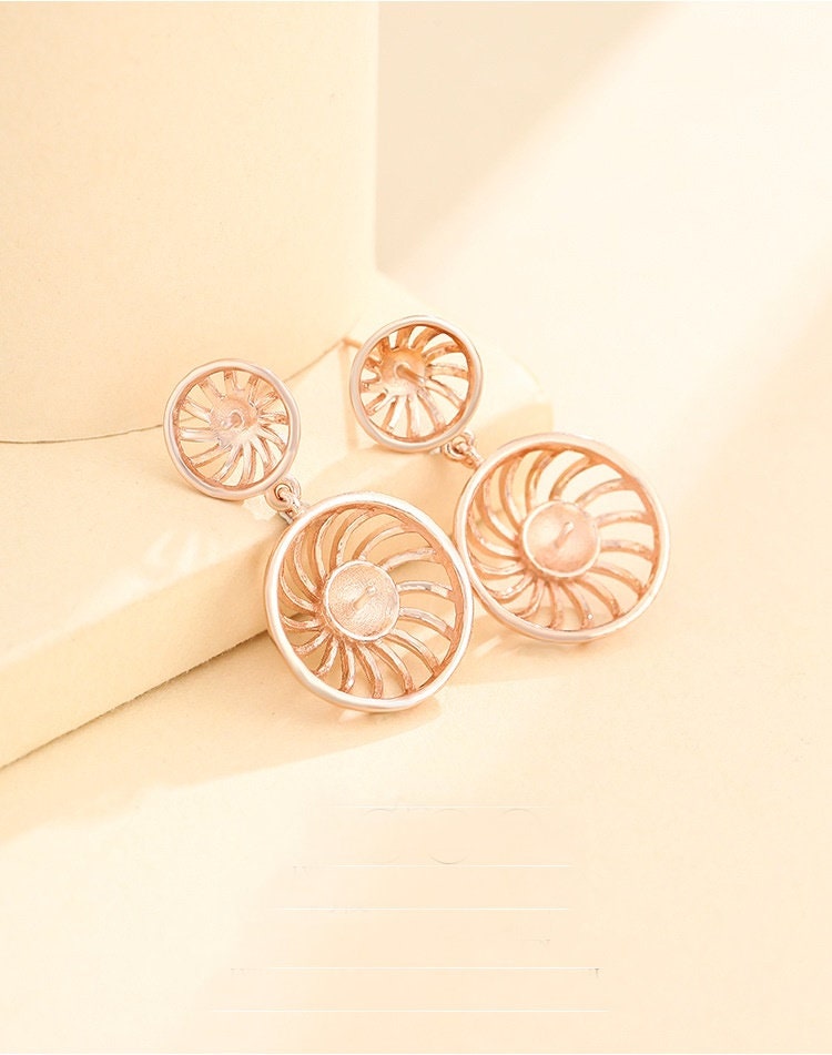 Round Base Stud Earrings Setting Wholesale Sterling Silver Rose Gold Fine 925 8 15mm For Two Stones Gemstones No Prongs DIY Jewelry