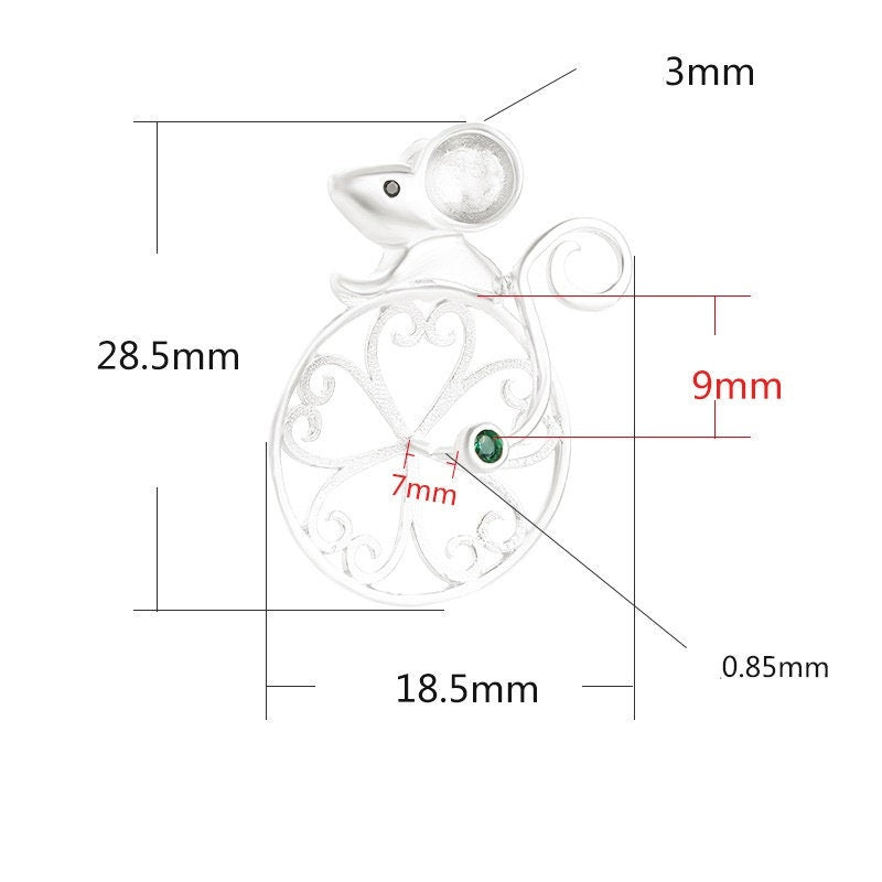 Mouse Wheel Buckle Clip Pendant Setting Sterling Silver Rose Gold Fine 925 7x9mm For One Donut Bead No Prongs DIY Jewelry Wholesale