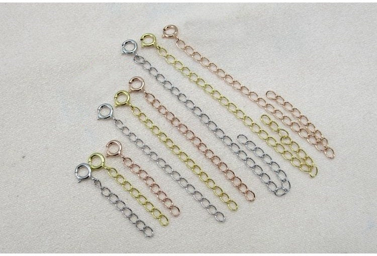 Sterling Silver Chain Extender with Spring Ring Clasp  3 5 8 cm Chains Findings for Handmade Pure Fine Jewelry Making Wholesale Bulk