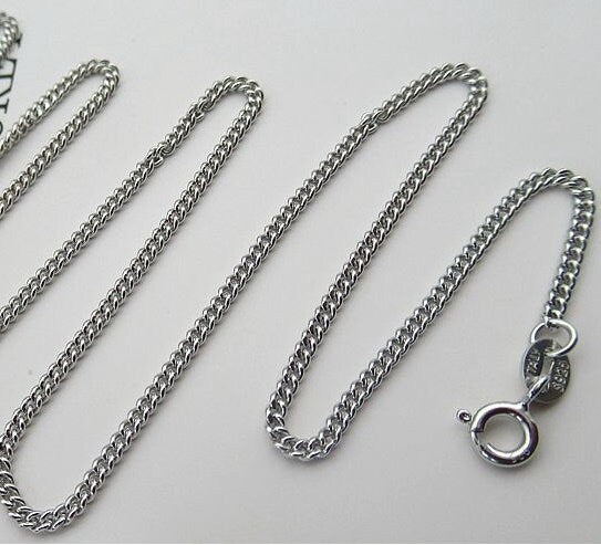 Sterling Silver Curb Chain Neclace with Clasp 45cm Chain Findings for Handmade Pure Fine Jewelry Making Wholesale Bulk