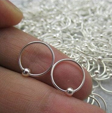 Sterling Silver Ball Hoop Earrings 8 10 12 15mm Earring Findings for Handmade Pure Fine Jewelry Making Wholesale Bulk