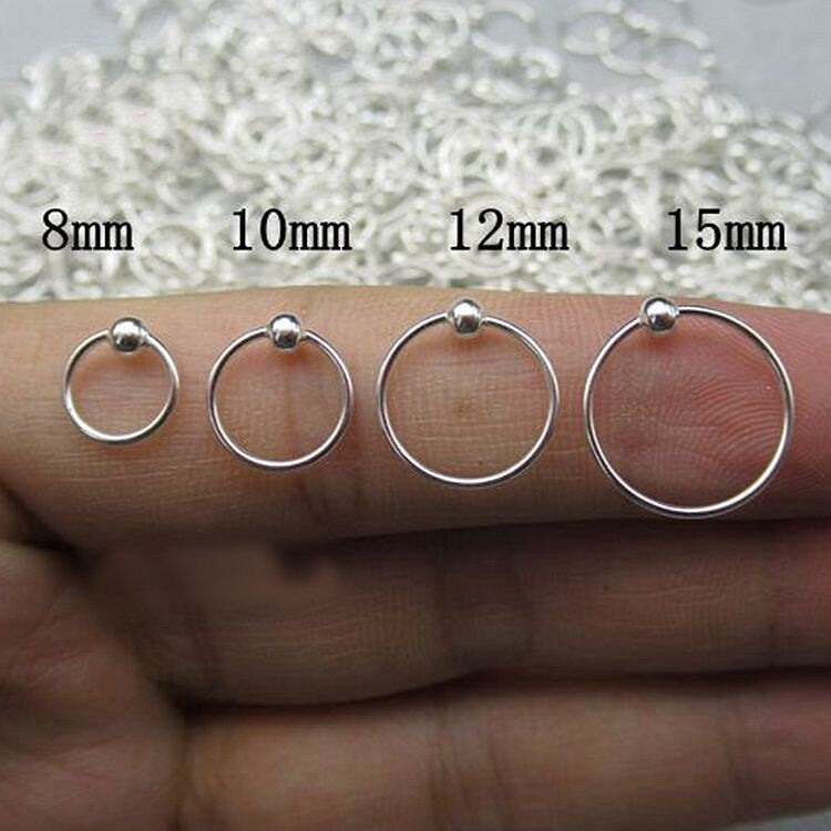 Sterling Silver Ball Hoop Earrings 8 10 12 15mm Earring Findings for Handmade Pure Fine Jewelry Making Wholesale Bulk