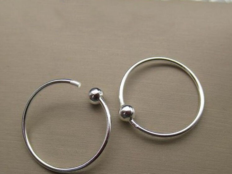 Sterling Silver Ball Hoop Earrings 8 10 12 15mm Earring Findings for Handmade Pure Fine Jewelry Making Wholesale Bulk