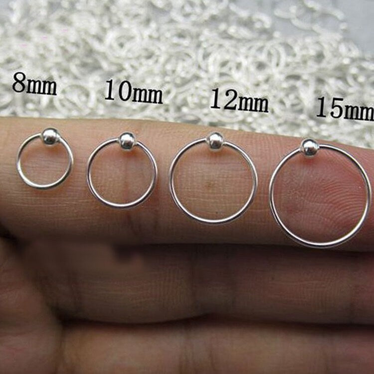 Sterling Silver Ball Hoop Earrings 8 10 12 15mm Earring Findings for Handmade Pure Fine Jewelry Making Wholesale Bulk