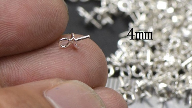 Sterling Silver Cup and Peg Drop 4mm Beads Findings for Handmade Pure Fine Jewelry Making Wholesale Bulk