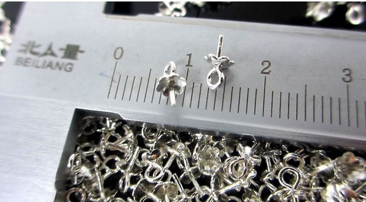 Sterling Silver Cup and Peg Drop 4mm Beads Findings for Handmade Pure Fine Jewelry Making Wholesale Bulk