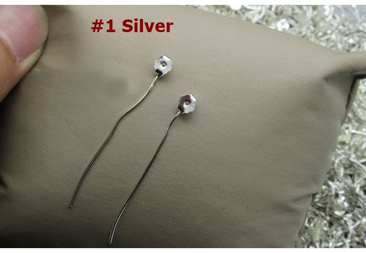 Sterling Silver Ear Studs Back Stoppers with Snake Chain 4 7cm Earring Findings for Handmade Pure Fine Jewelry Making Wholesale Bulk