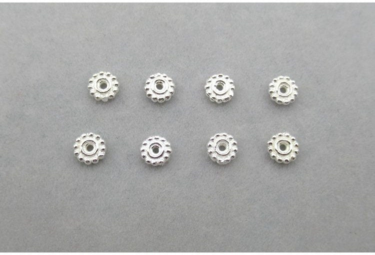 Sterling Silver Daisy Flower Spacer Beads 4.5mm Charms Findings for Handmade Pure Fine Jewelry Making Wholesale Bulk