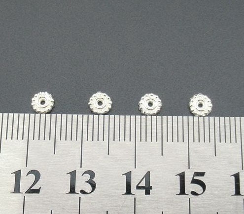 Sterling Silver Daisy Flower Spacer Beads 4.5mm Charms Findings for Handmade Pure Fine Jewelry Making Wholesale Bulk