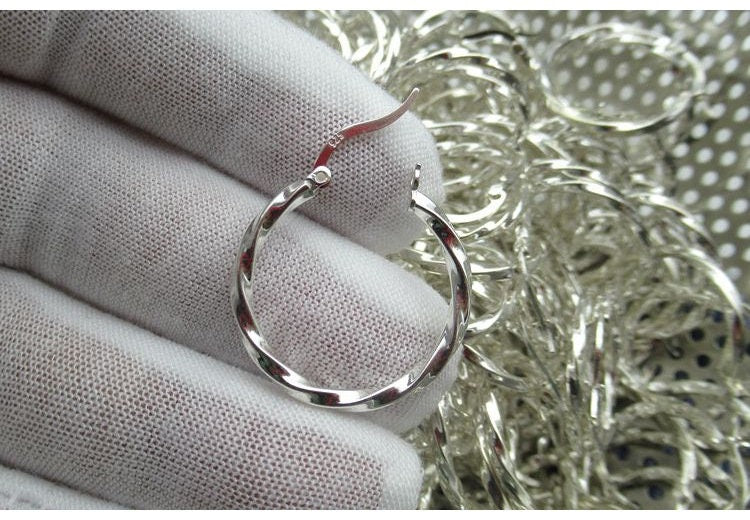 Sterling Silver Hoop Earrings 15 25mm Earring Findings for Handmade Pure Fine Jewelry Making Wholesale Bulk