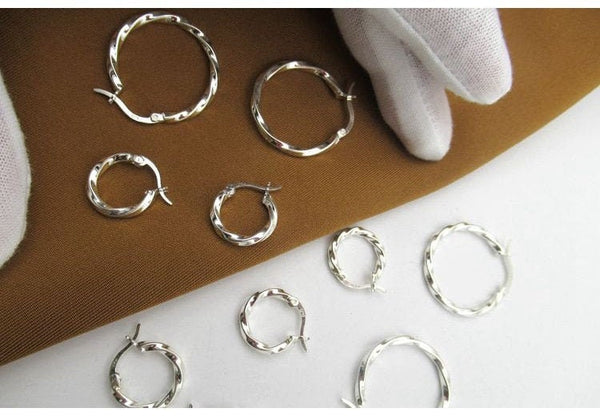 Sterling Silver Hoop Earrings 15 25mm Earring Findings for Handmade Pure Fine Jewelry Making Wholesale Bulk