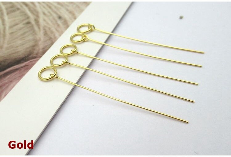 Headpin with Ring 40mm Sterling Silver Pendant Head Pin Findings for Handmade Pure Fine Jewelry Making Wholesale Bulk