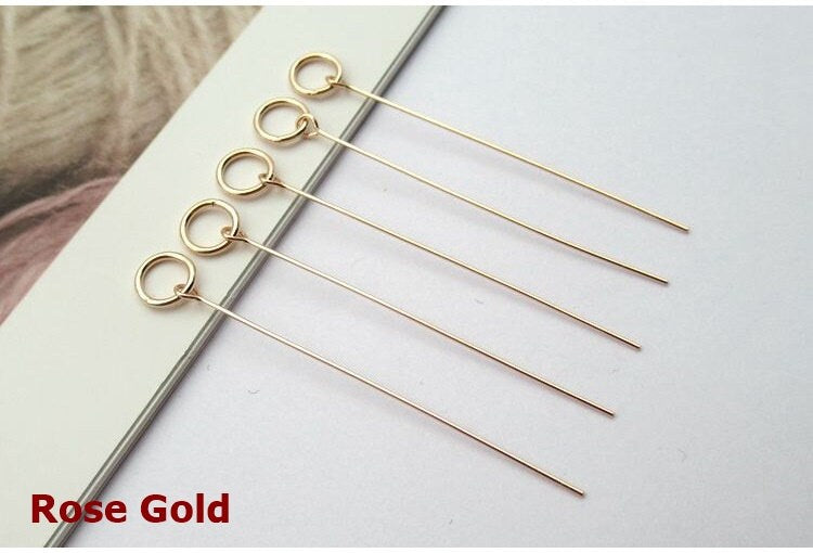 Headpin with Ring 40mm Sterling Silver Pendant Head Pin Findings for Handmade Pure Fine Jewelry Making Wholesale Bulk