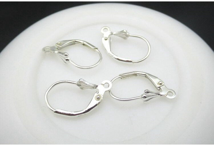 Sterling Silver Leverback Earrings Wires Hooks 9x17mm Earring Findings for Handmade Pure Fine Jewelry Making Wholesale Bulk