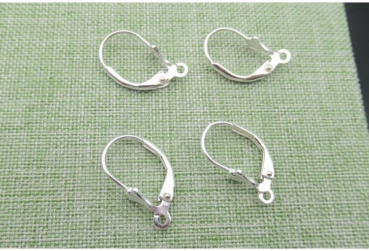 Sterling Silver Leverback Earrings Wires Hooks 9x17mm Earring Findings for Handmade Pure Fine Jewelry Making Wholesale Bulk