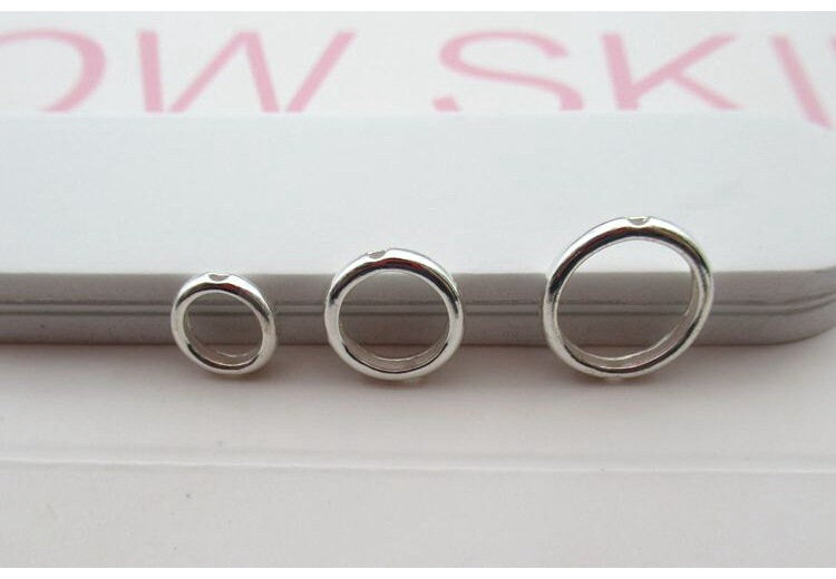 Sterling Silver Hoop Ring Beads Bails with Holes 8 10 12 mm Findings for Handmade Pure Fine Jewelry Making Wholesale Bulk