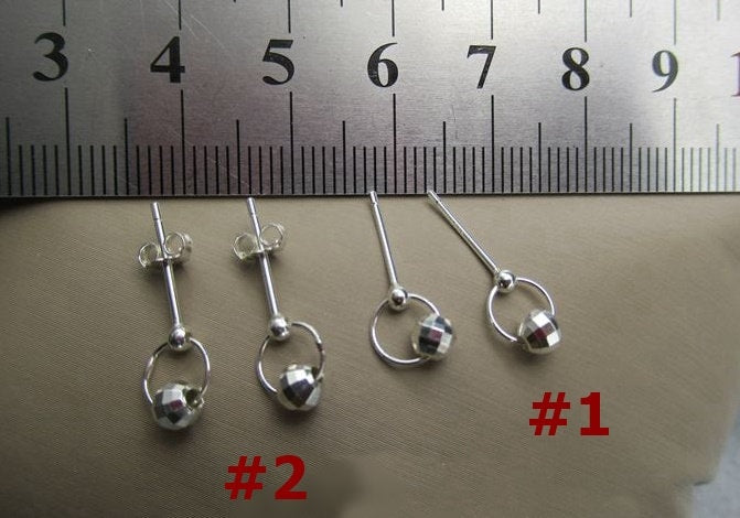 Ball Head Stud Post with Hole and Ring 925 Sterling Silver 20mm Earring Findings for Handmade Jewelry Making Wholesale Bulk