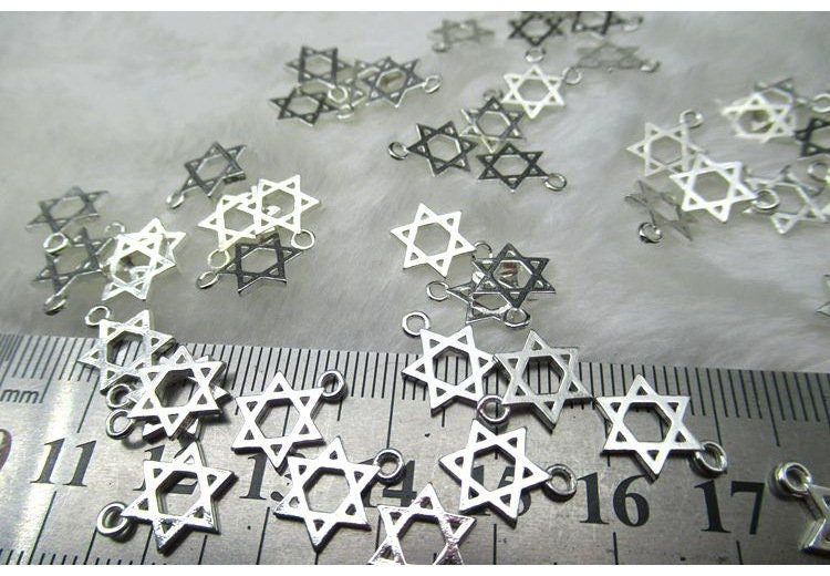 Sterling Silver 6 Point Star of David Charm Pendant 9mm Charm Findings for Handmade Pure Fine Jewelry Making Wholesale Bulk