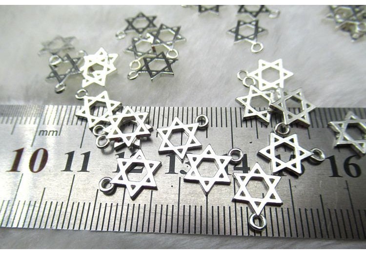 Sterling Silver 6 Point Star of David Charm Pendant 9mm Charm Findings for Handmade Pure Fine Jewelry Making Wholesale Bulk