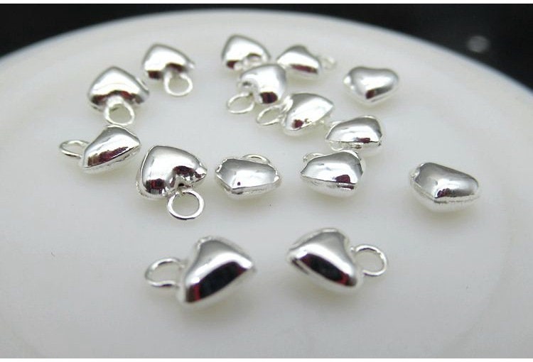 Sterling Silver Heart Charm Pendant 5 8 mm Charms Findings for Handmade Pure Fine Jewelry Making Wholesale Bulk