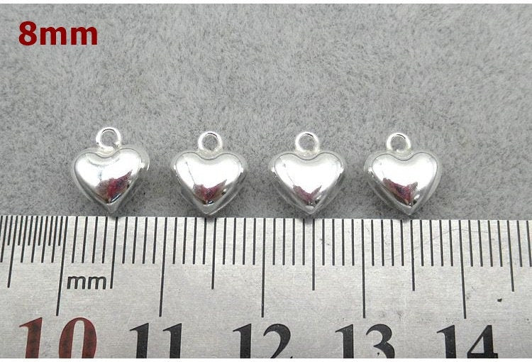 Sterling Silver Heart Charm Pendant 5 8 mm Charms Findings for Handmade Pure Fine Jewelry Making Wholesale Bulk