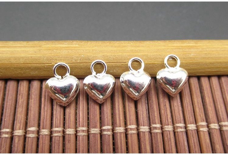 Sterling Silver Heart Charm Pendant 5 8 mm Charms Findings for Handmade Pure Fine Jewelry Making Wholesale Bulk