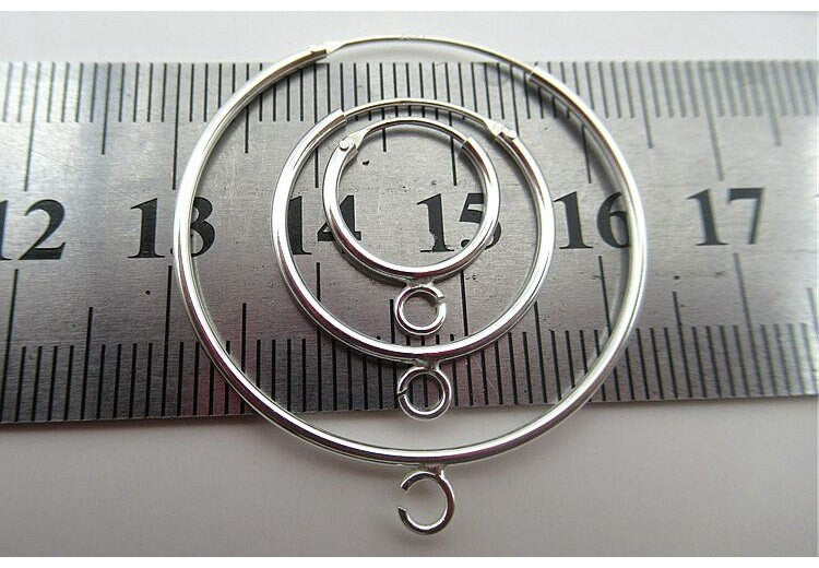 Sterling Silver Earring Hoop with Open Loop 13 20 30 mm Earring Findings for Handmade Pure Fine Jewelry Making Wholesale Bulk