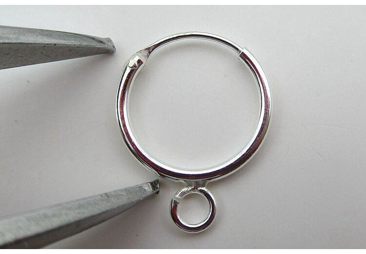 Sterling Silver Earring Hoop with Open Loop 13 20 30 mm Earring Findings for Handmade Pure Fine Jewelry Making Wholesale Bulk