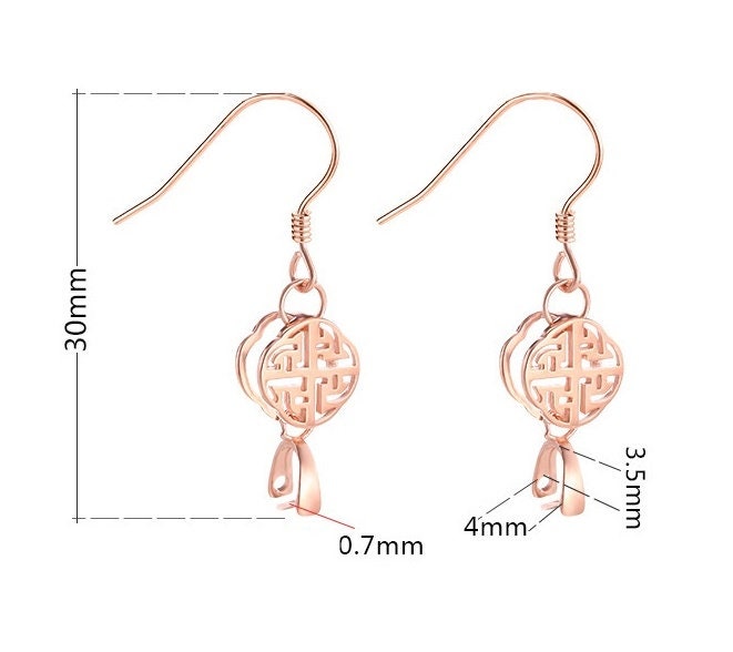 Vintage Round Clip Base Earrings Hook Setting Sterling Silver Rose Gold Fine 925 3.5x4mm For One Bead No Prongs DIY Jewelry Wholesale