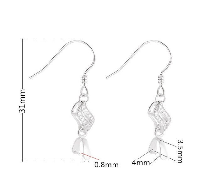 Crystals Leaf Clip Base Earrings Hook Setting Sterling Silver Rose Gold Fine 925 3.5x4mm For One Bead No Prongs DIY Jewelry Wholesale