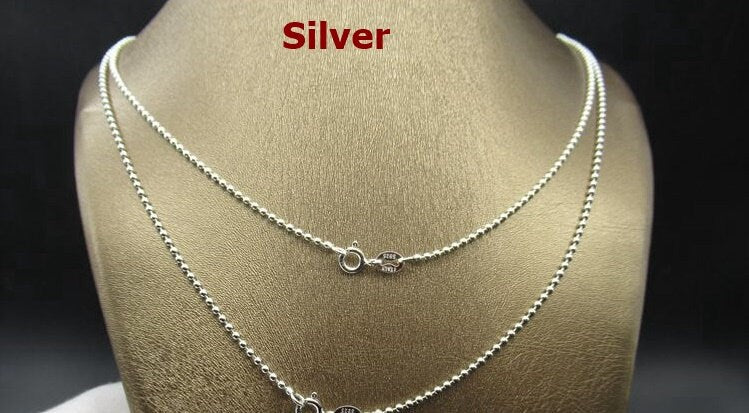 Sterling Silver Ball Chain Necklace with Buckle 1.5mm 45 cm Chain Findings for Handmade Pure Fine Jewelry Making Wholesale Bulk