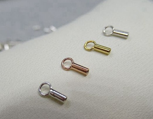 Sterling Silver Crimp Tube End Cap with Loop 0.7mm Chain Findings for Handmade Pure Fine Jewelry Making Wholesale Bulk