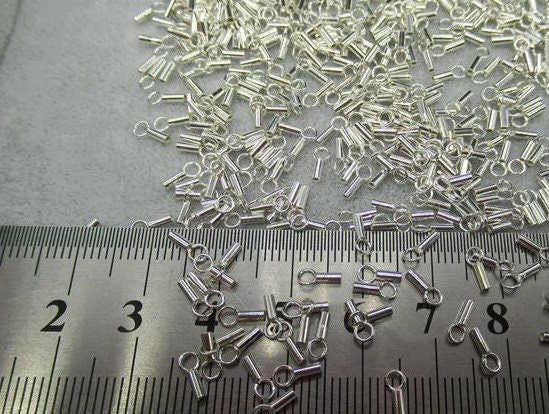 Sterling Silver Crimp Tube End Cap with Loop 0.7mm Chain Findings for Handmade Pure Fine Jewelry Making Wholesale Bulk